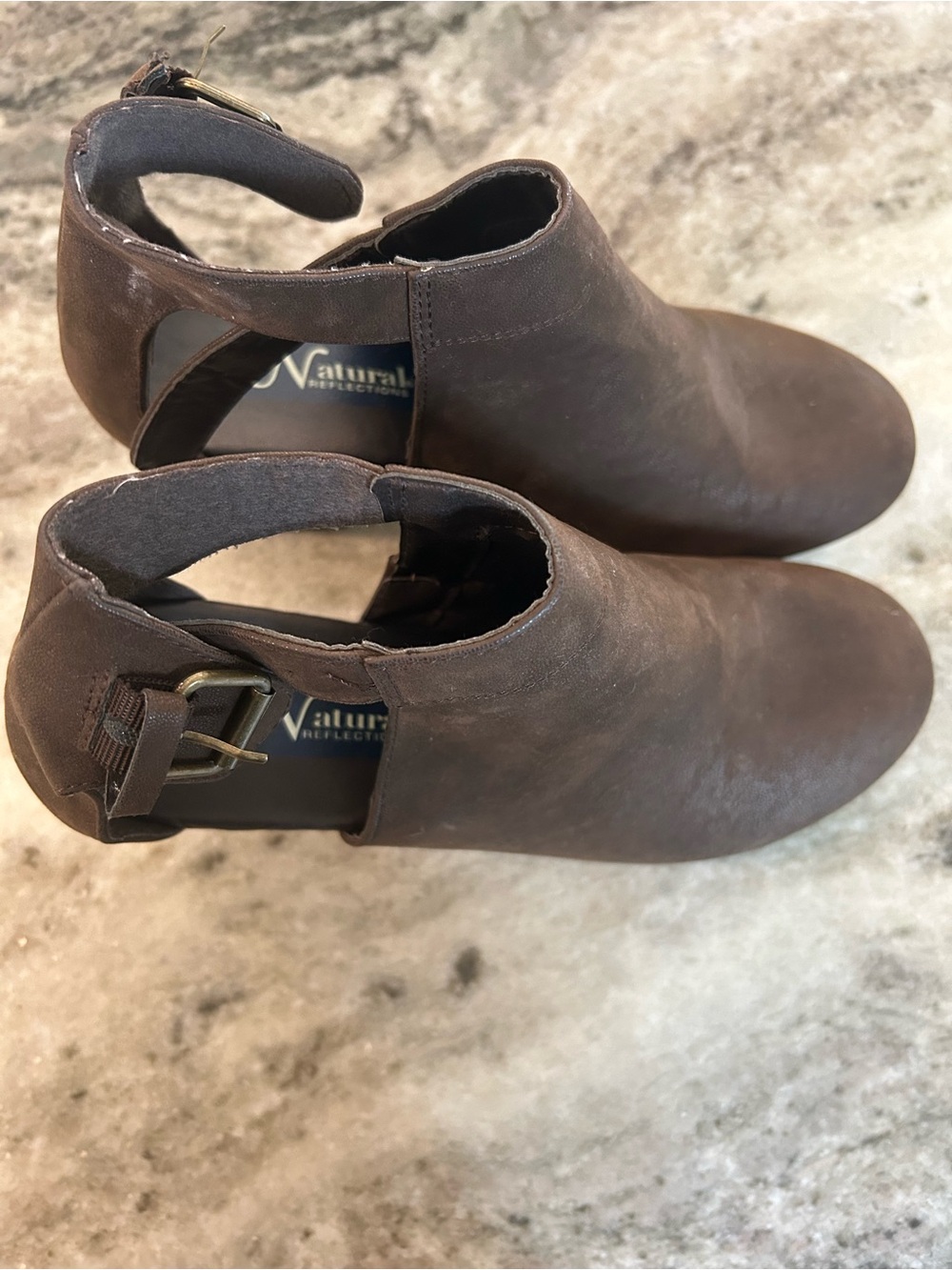 Natural reflections  Brown Cutout Booties with Buckle size 8